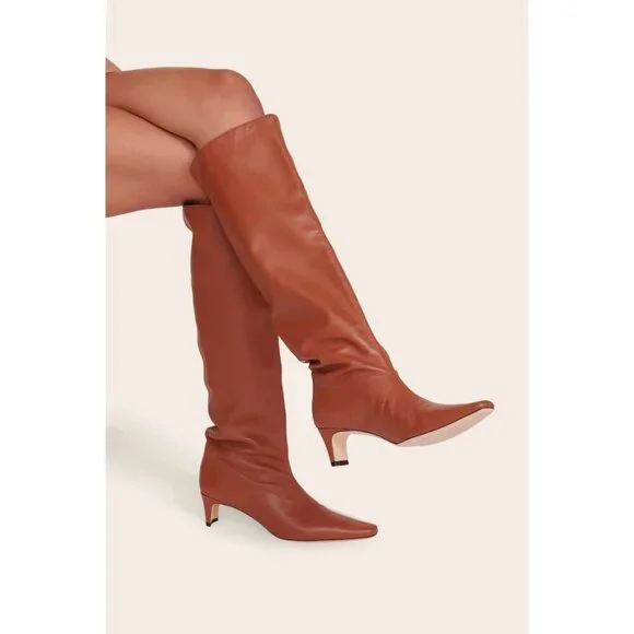 Staud Wally Knee High Leather Boots Tan Brown Womens Size 36 - Picture 2 of 13